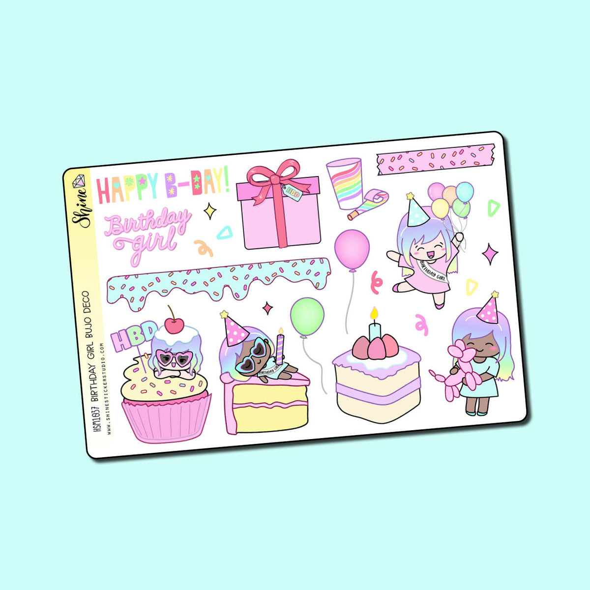 Birthday Girl Bujo Deco Planner Stickers – Shine Sticker Studio