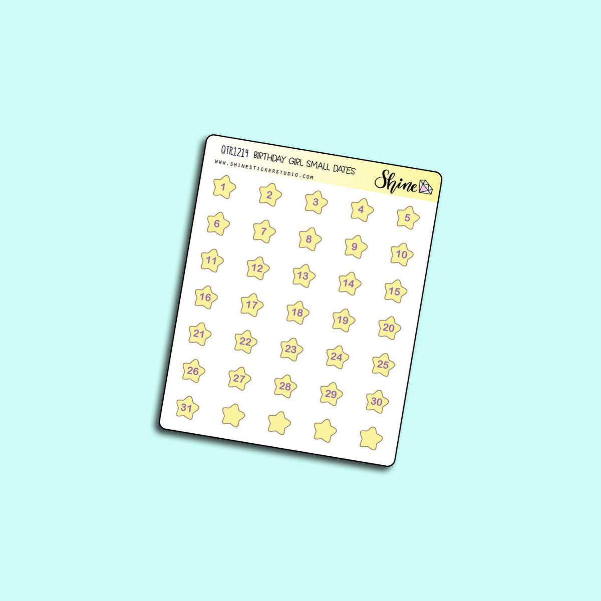 Birthday Girl Small Date Numbers Planner Stickers – Shine Sticker Studio
