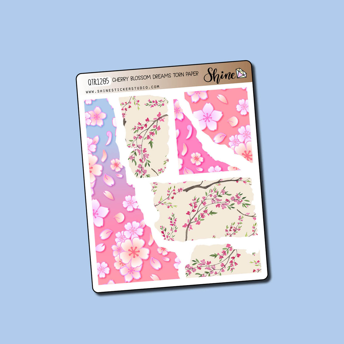 Cherry Blossom Dreams Torn Paper Stickers – Shine Sticker Studio
