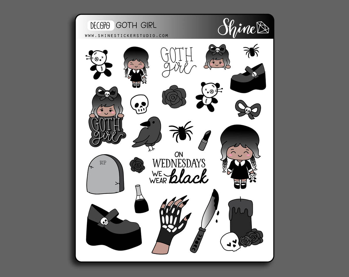 Pastel Goth - Collab with The Angel Shoppe - Hobonichi Cousin Sticker–  Shine Sticker Studio