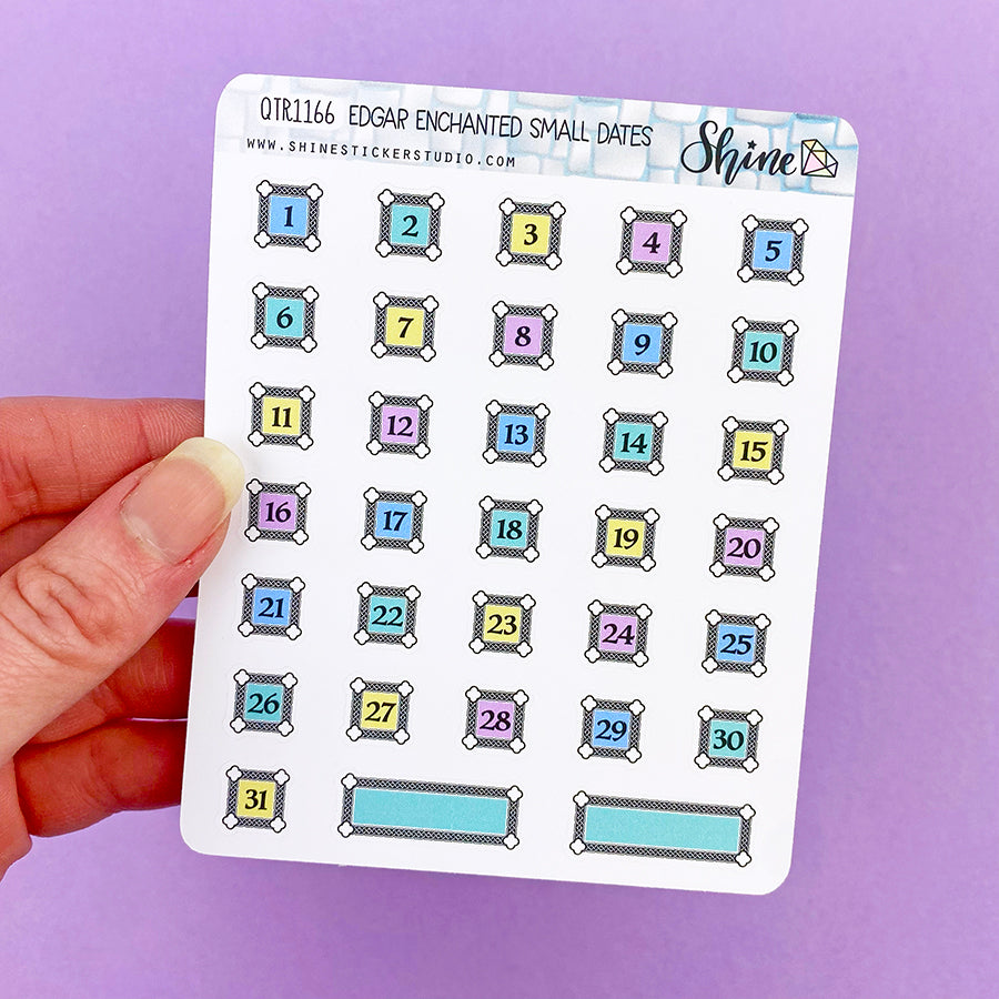 Edgar Enchanted Small Date Numbers Planner Stickers – Shine Sticker Studio