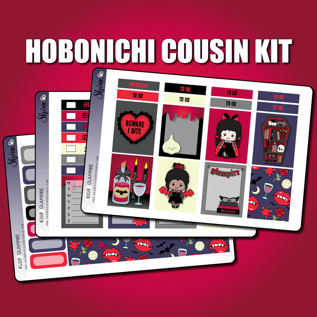 Glampire Hobonichi Cousin Planner Sticker Kit – Shine Sticker Studio