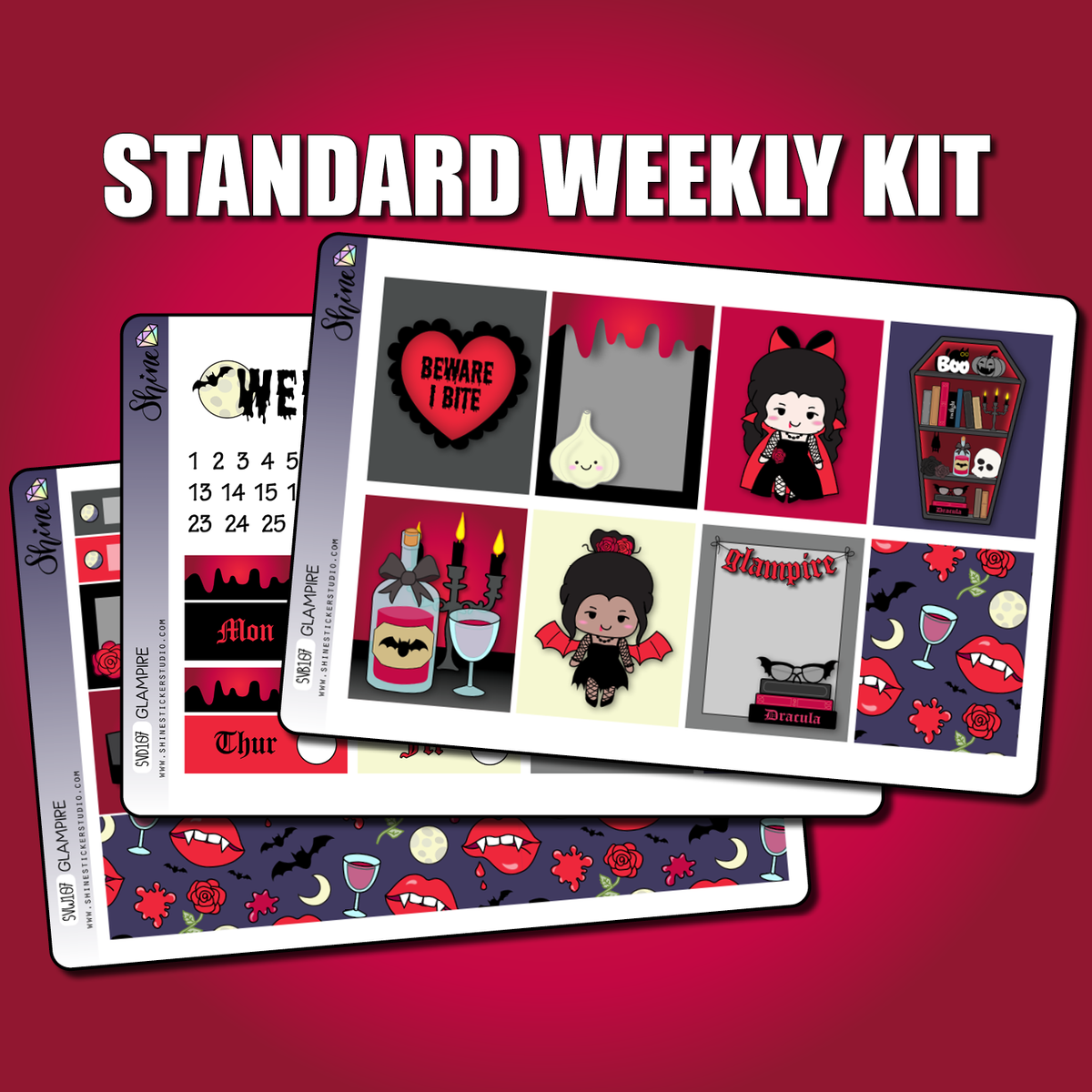 Glampire Standard Vertical Weekly Planner Sticker Kit – Shine Sticker ...