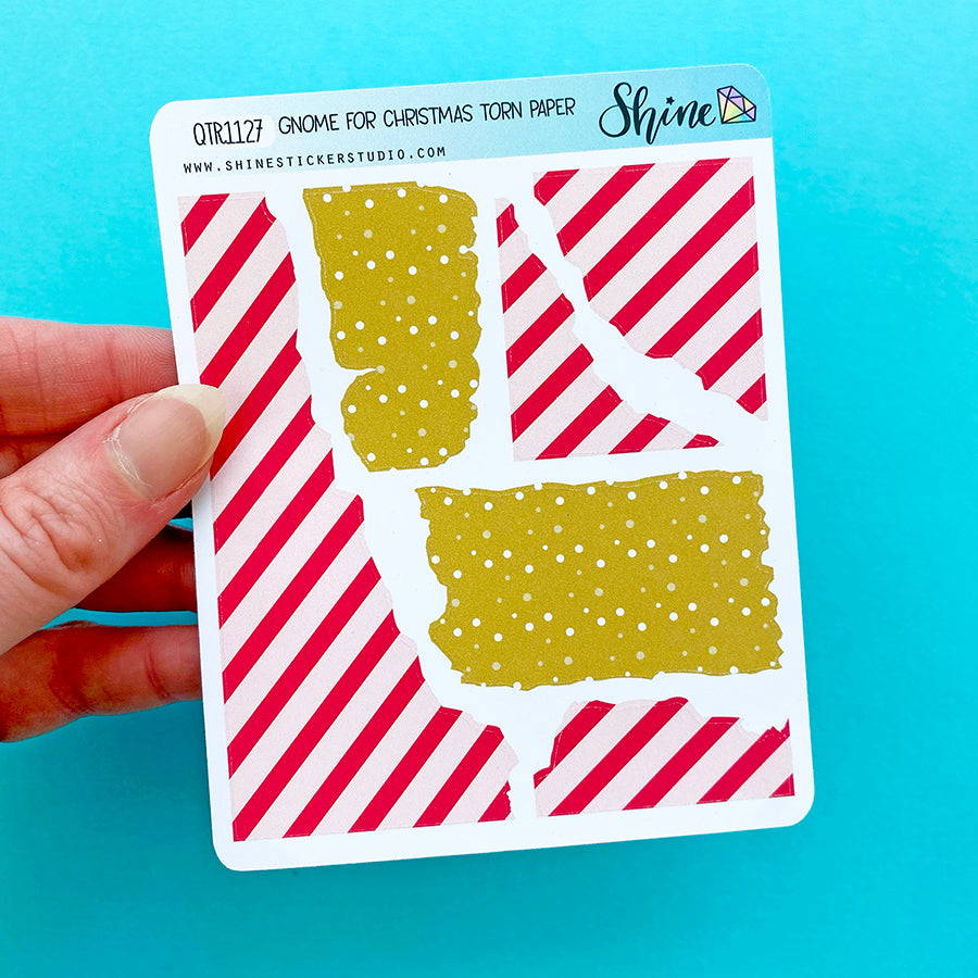 Gnome for Christmas Torn Paper Stickers – Shine Sticker Studio
