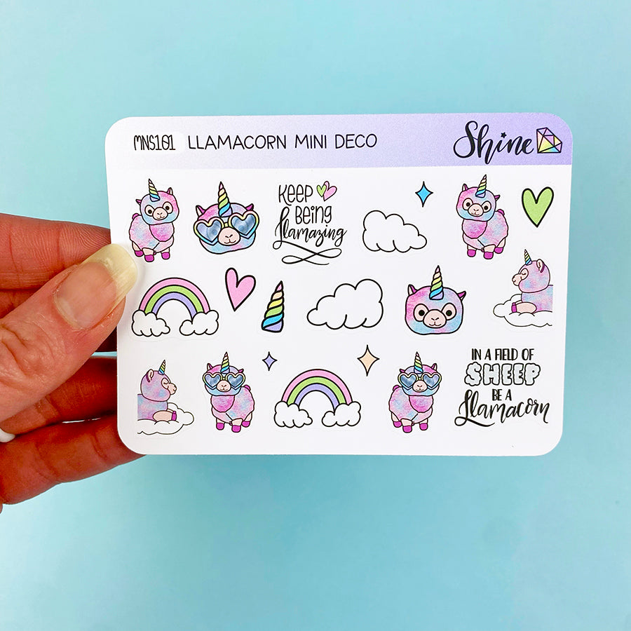 Cute Llamacorn Deco Planner Stickers Mini Sheet – Shine Sticker Studio