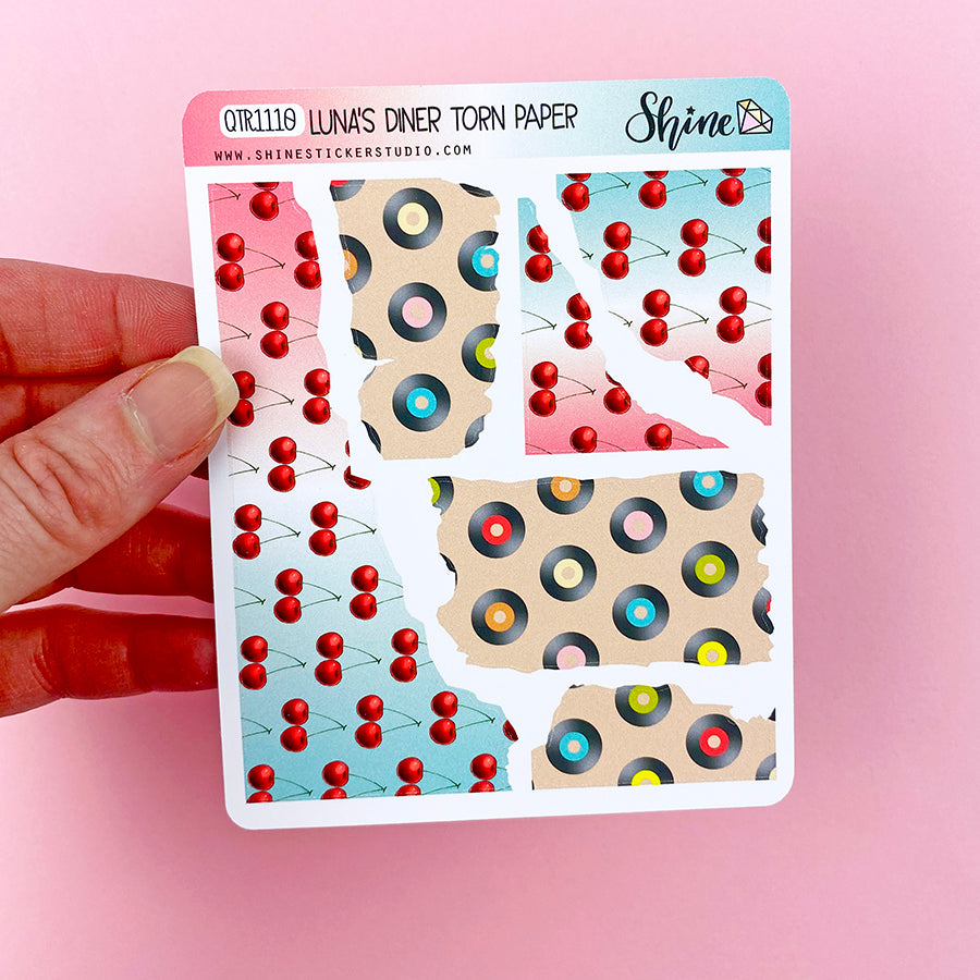 Luna's Diner Torn Paper Planner Stickers – Shine Sticker Studio