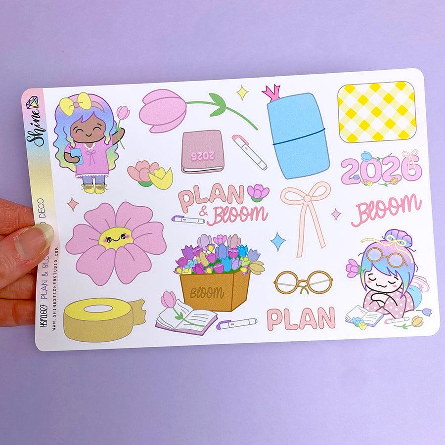 Plan & Bloom 2026 Bujo Deco Stickers – Shine Sticker Studio