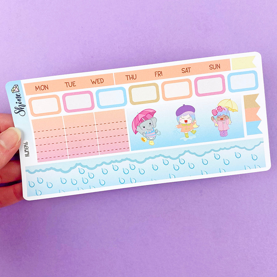 Undated Rainy Day Monthly Sticker Kit - Hobonichi Weeks – Shine Sticker ...