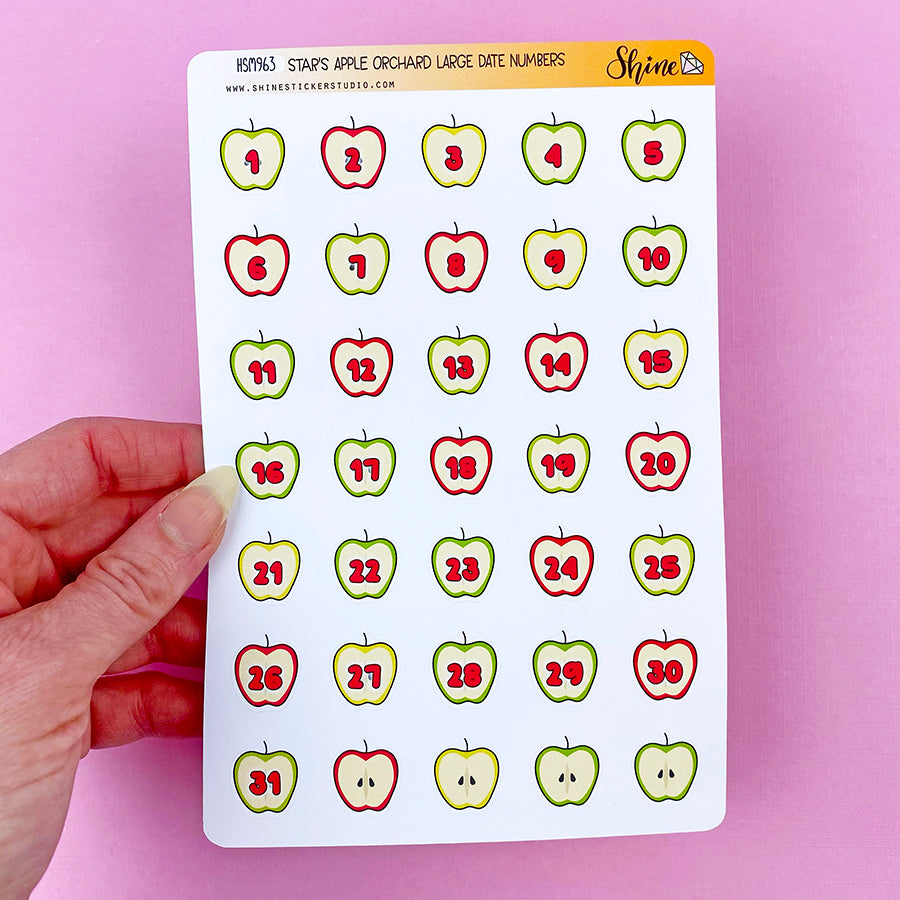 Star's Apple Orchard Large Date Number Planner Stickers – Shine Sticker ...