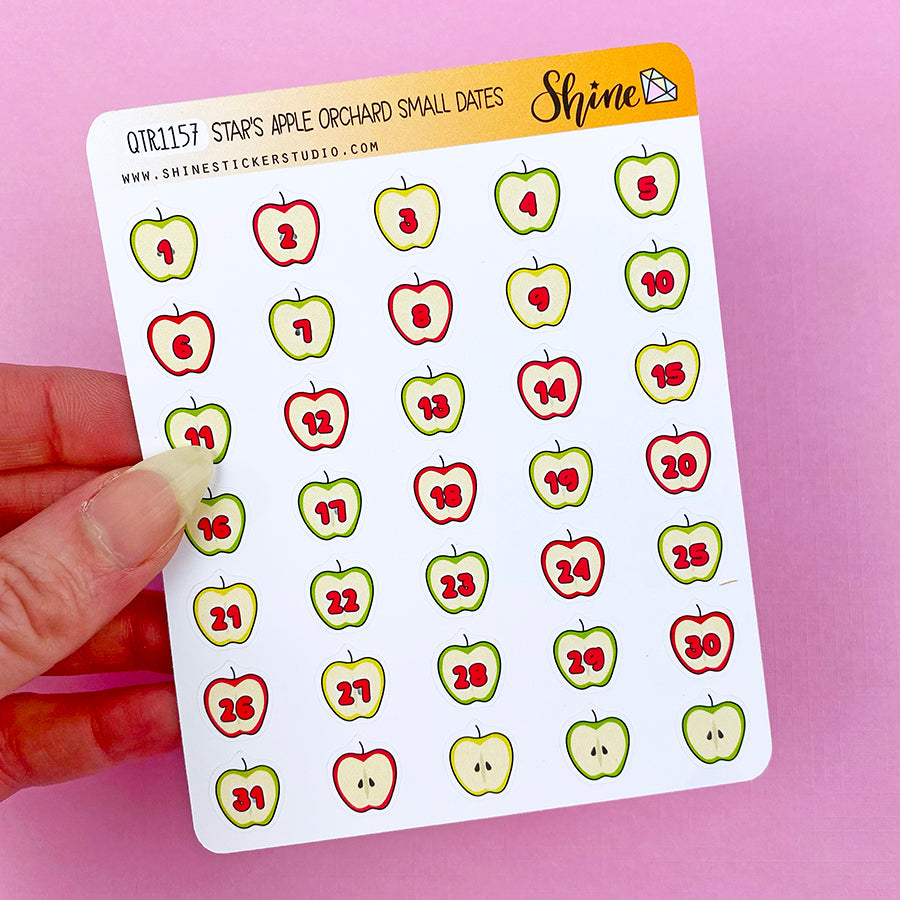 Star's Apple Orchard Small Date Number Planner Stickers – Shine Sticker ...