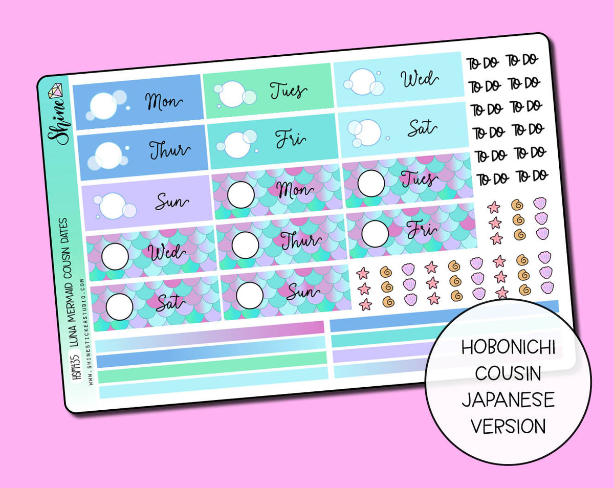 Luna Mermaid Cousin Daily Date Cover Stickers – Shine Sticker Studio