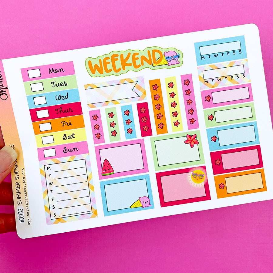 Summer Shenanigans Hobonichi Cousin Planner Sticker Kit – Shine Sticker ...
