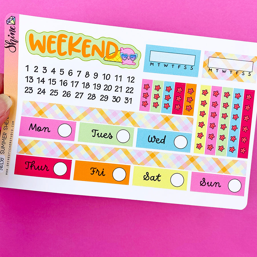 Summer Shenanigans Vertical Weekly Planner Sticker Kit – Shine Sticker ...