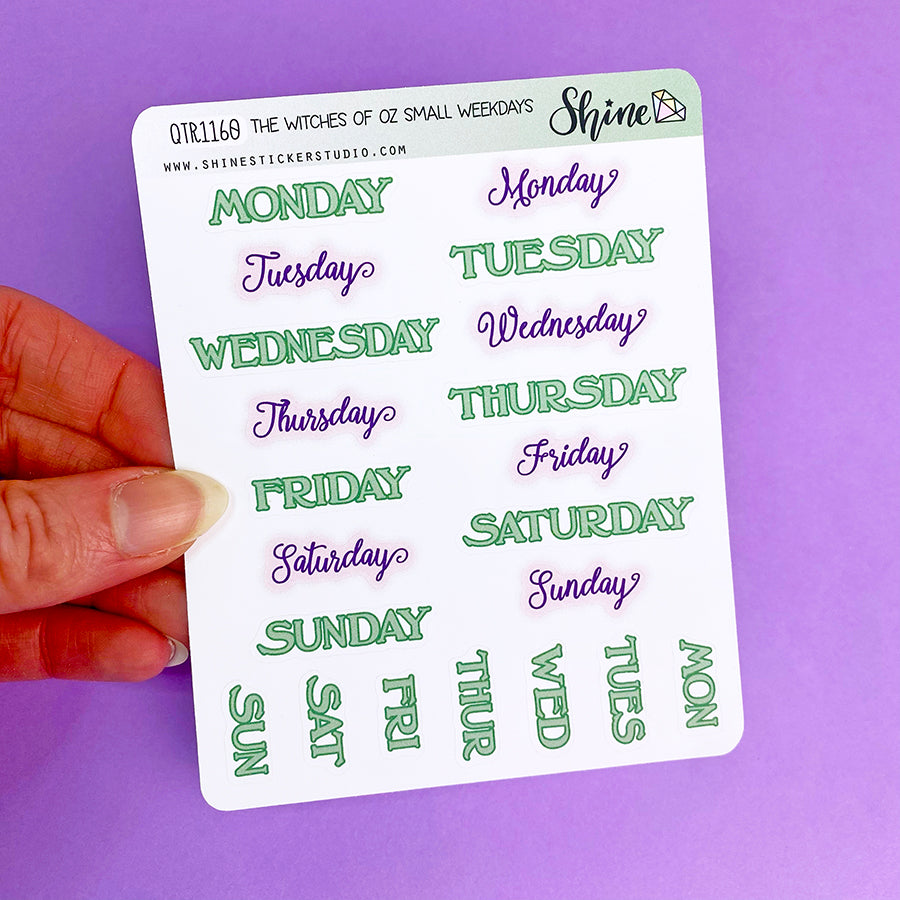 The Witches of Oz Small Weekday Planner Stickers – Shine Sticker Studio