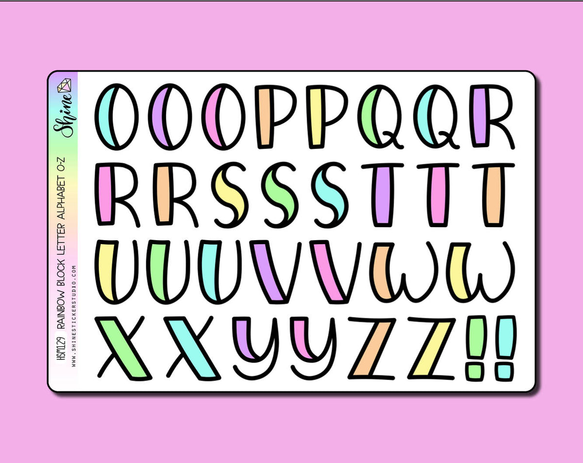 Large Neon Rainbow Bubble Letter Alphabet Stickers – Shine Sticker Studio