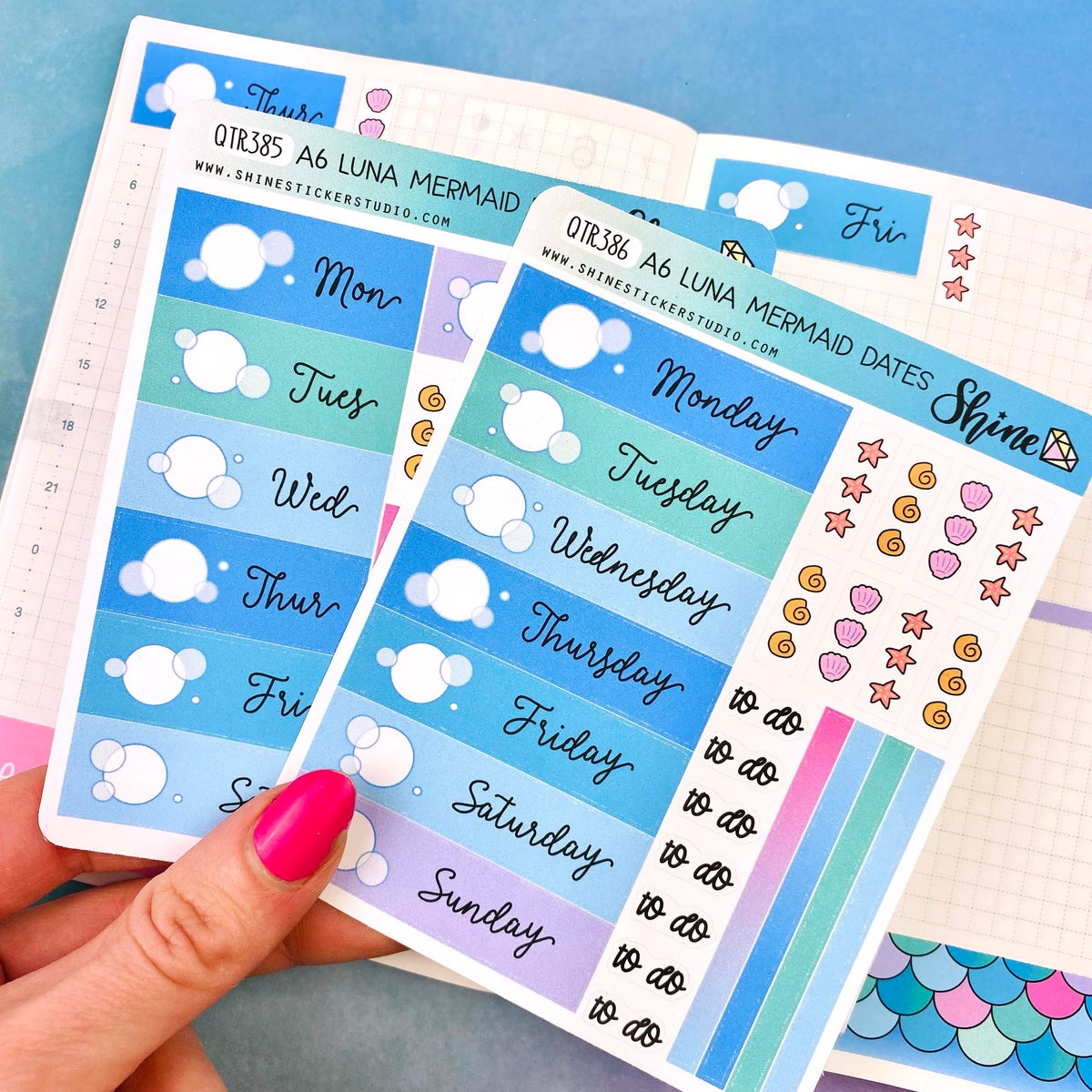 A6 Luna Mermaid Hobonichi Date Cover Stickers – Shine Sticker Studio