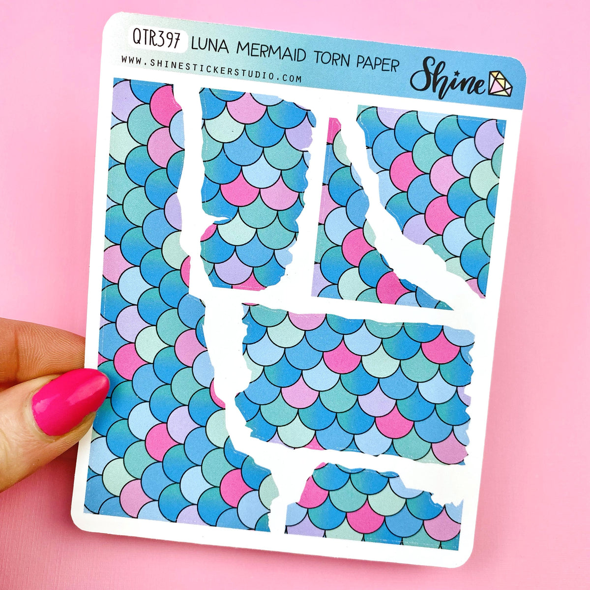 Luna Mermaid Torn Paper Stickers – Shine Sticker Studio