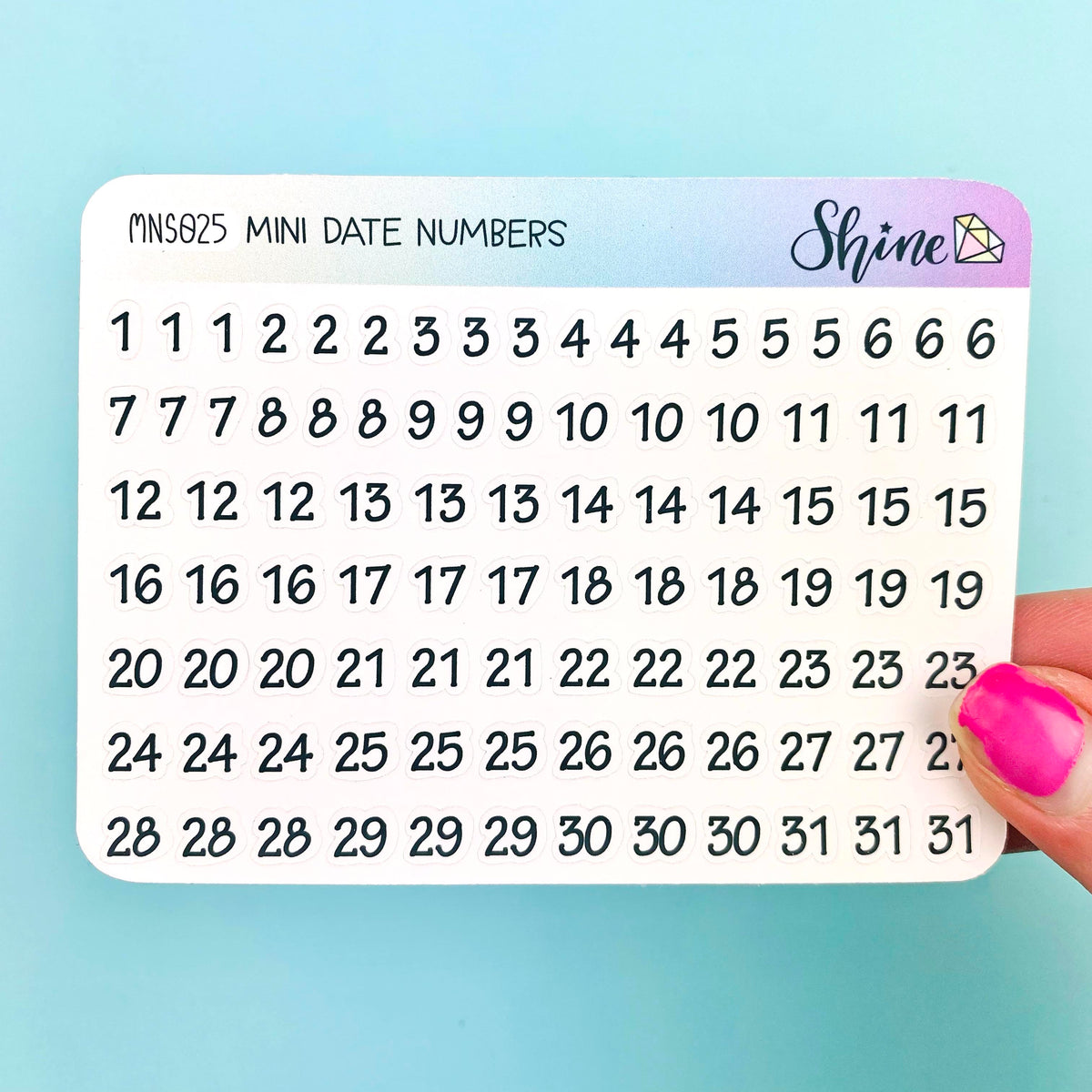 Mini Date Number Stickers Mini Sheet – Shine Sticker Studio