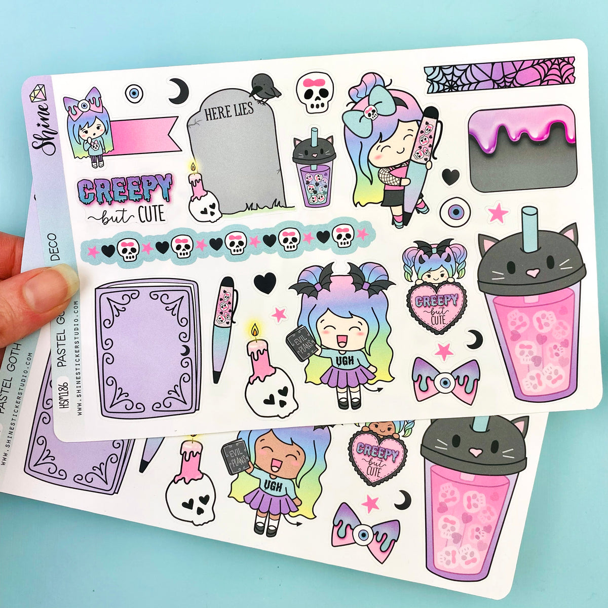 Pastel Goth Stickers #1 Graphic by Chaos Kitty · Creative Fabrica
