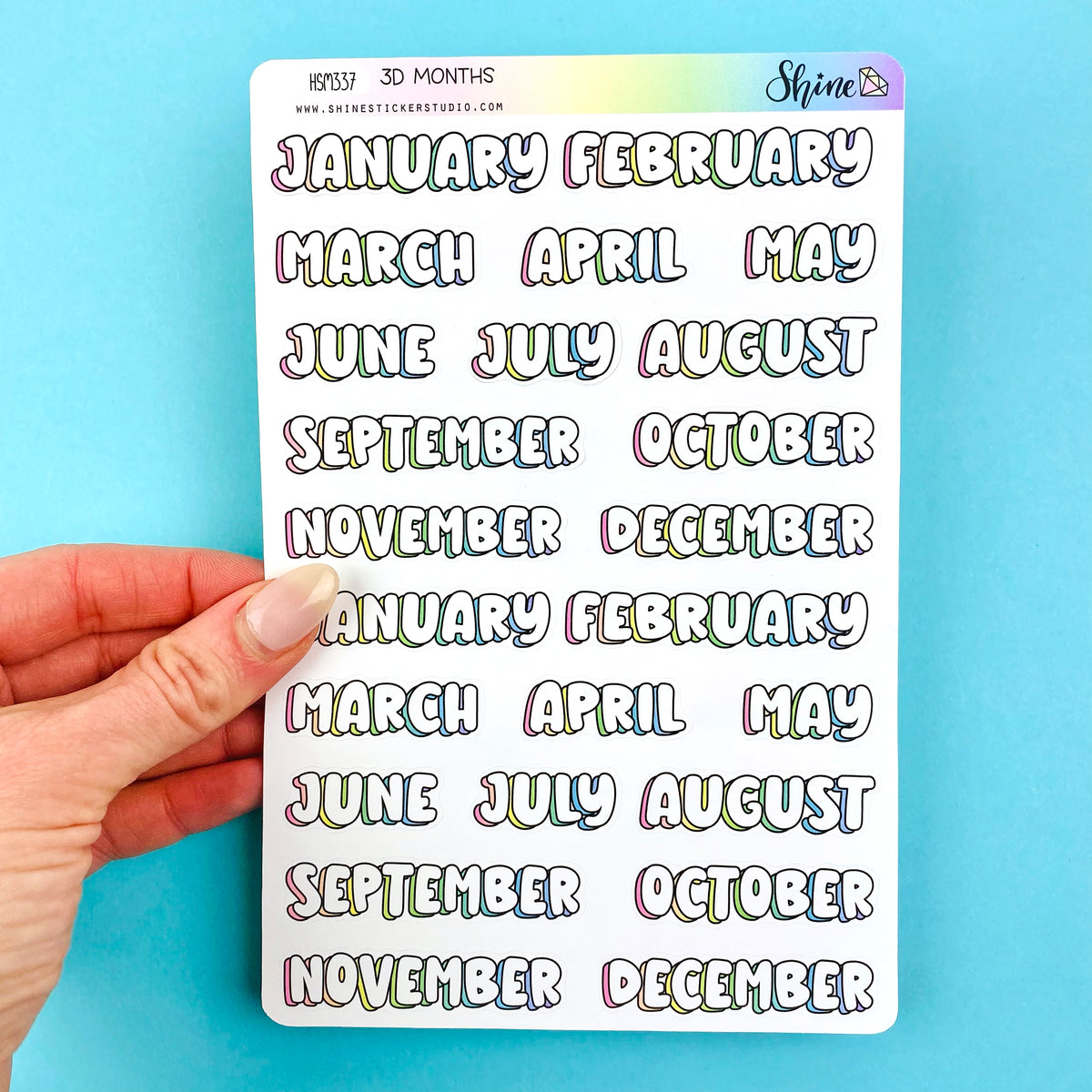 3D Months Shine Sticker Studio