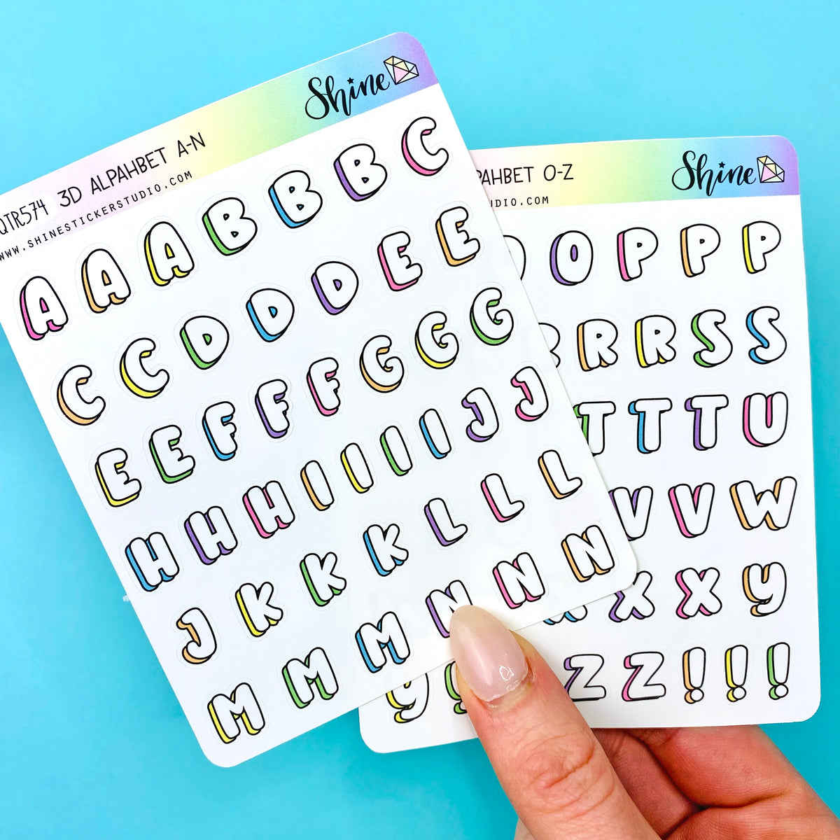 Large Rainbow Bubble Letter Alphabet Stickers