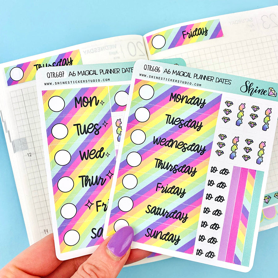 A6 Magical Planner Hobonichi Date Cover Stickers – Shine Sticker Studio