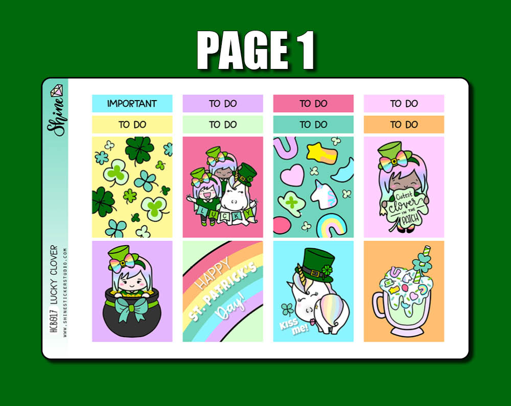 Lucky Clover Hobonichi Cousin Sticker Kit – Shine Sticker Studio