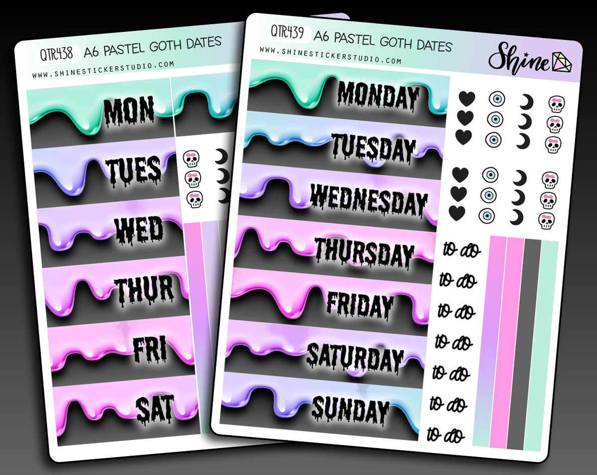 A6 Pastel Goth Hobonichi Date Cover Stickers – Shine Sticker Studio