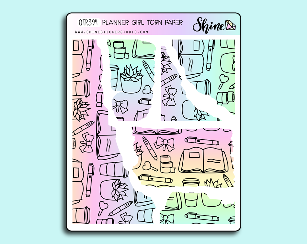 Planner Girl Torn Paper Stickers – Shine Sticker Studio