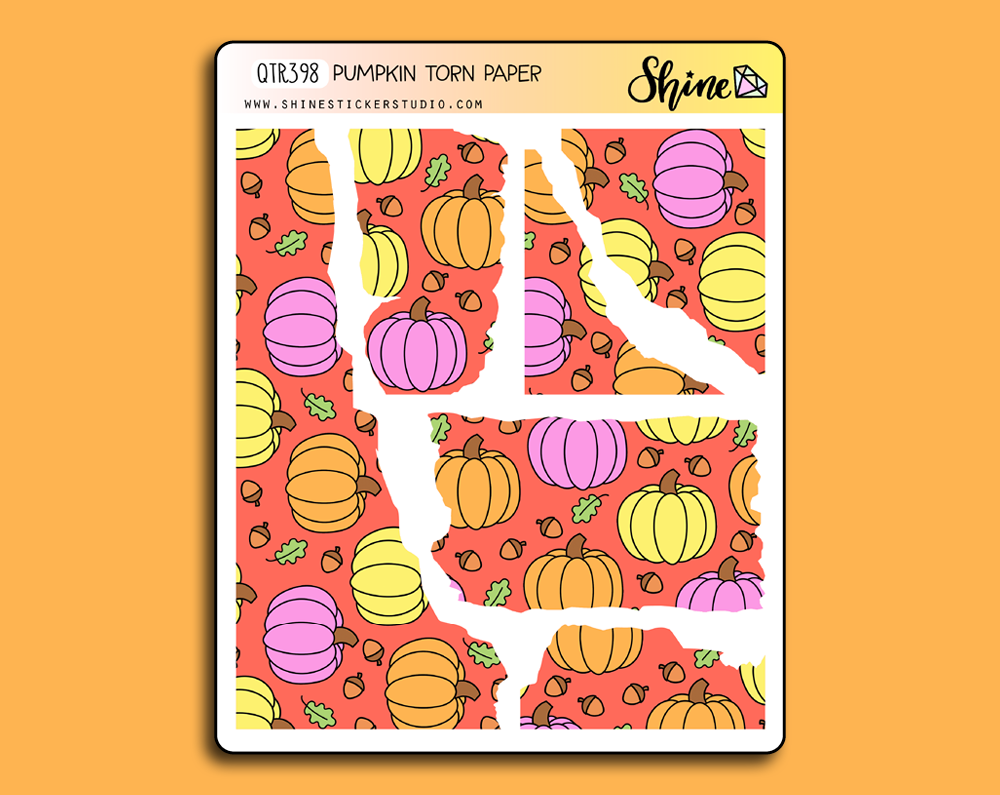 Pumpkin Torn Paper Stickers – Shine Sticker Studio