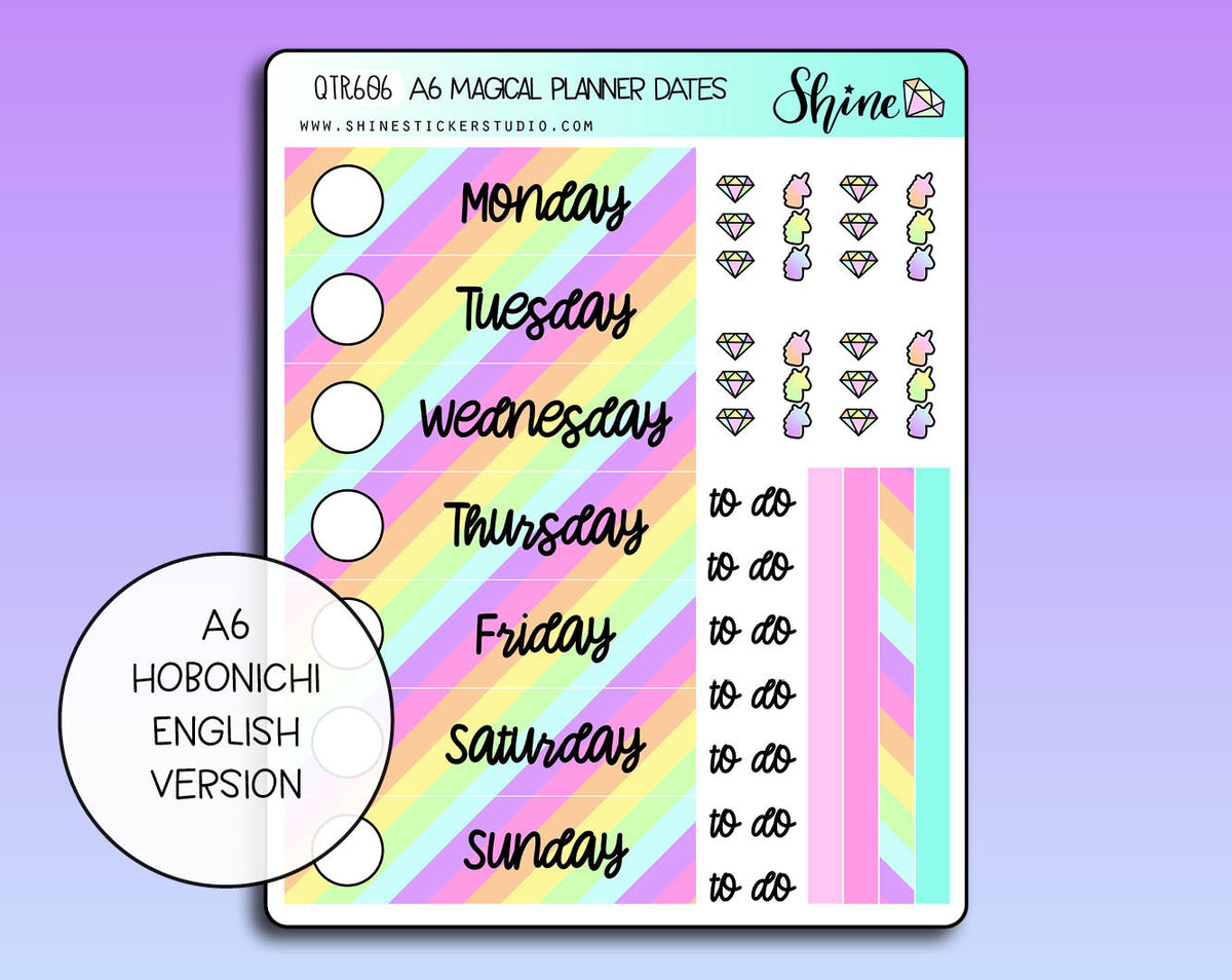 A6 Magical Planner Hobonichi Date Cover Stickers – Shine Sticker Studio