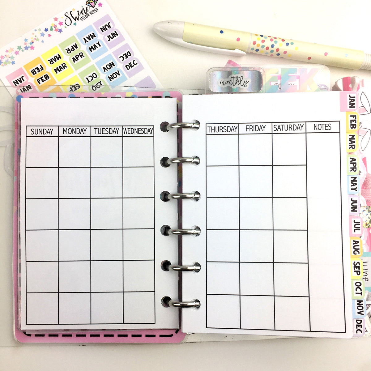 Pocket Rings Undated Monthly Printable Insert DIGITAL DOWNLOAD – Shine ...