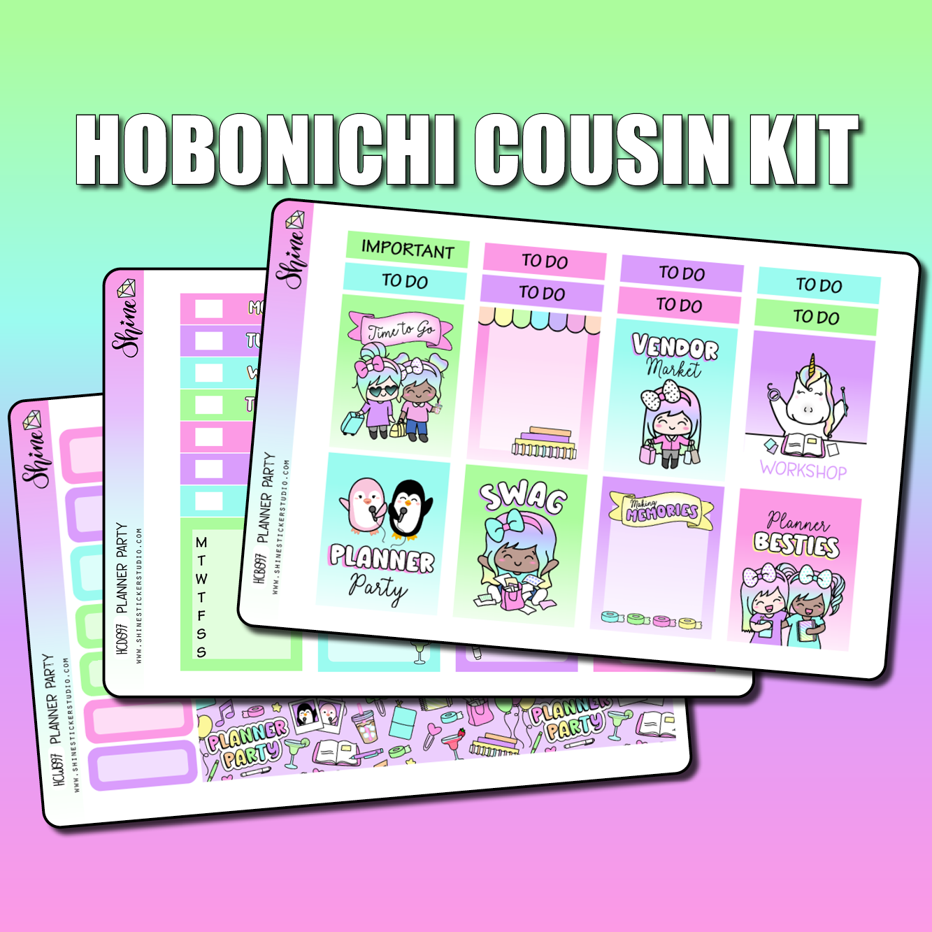 Planner Party Hobonichi Cousin Sticker Kit – Shine Sticker Studio