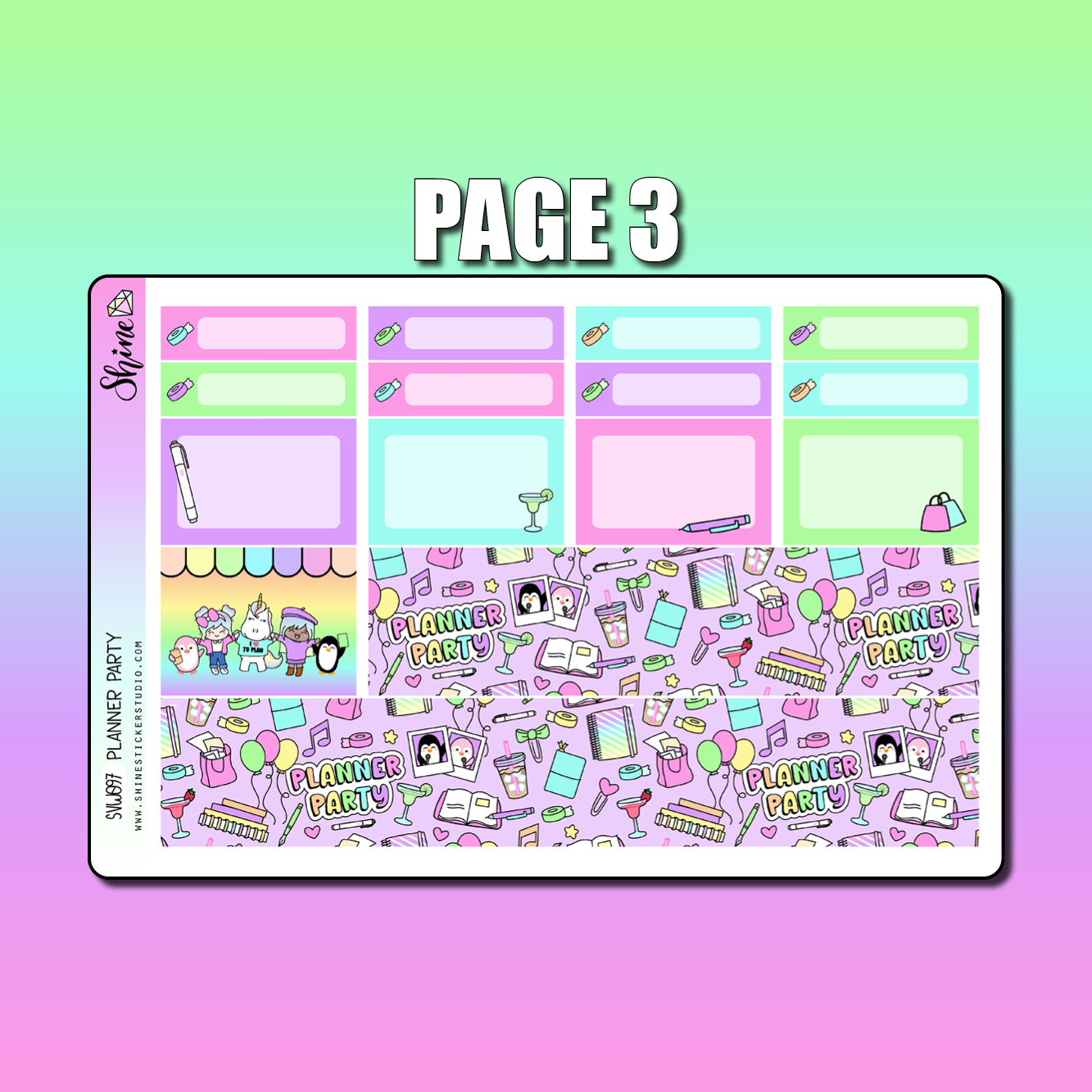 Planner Party Standard Vertical Weekly Sticker Kit – Shine Sticker Studio