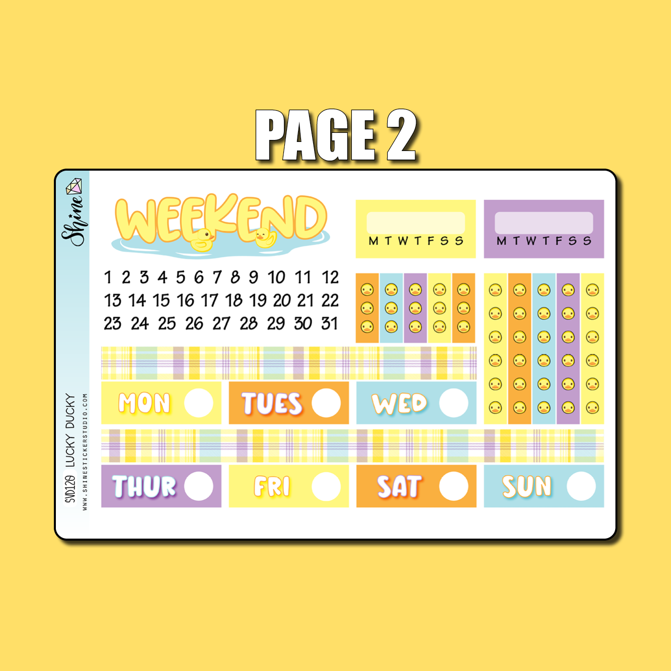Lucky Ducky Vertical Weekly Planner Sticker Kit – Shine Sticker Studio