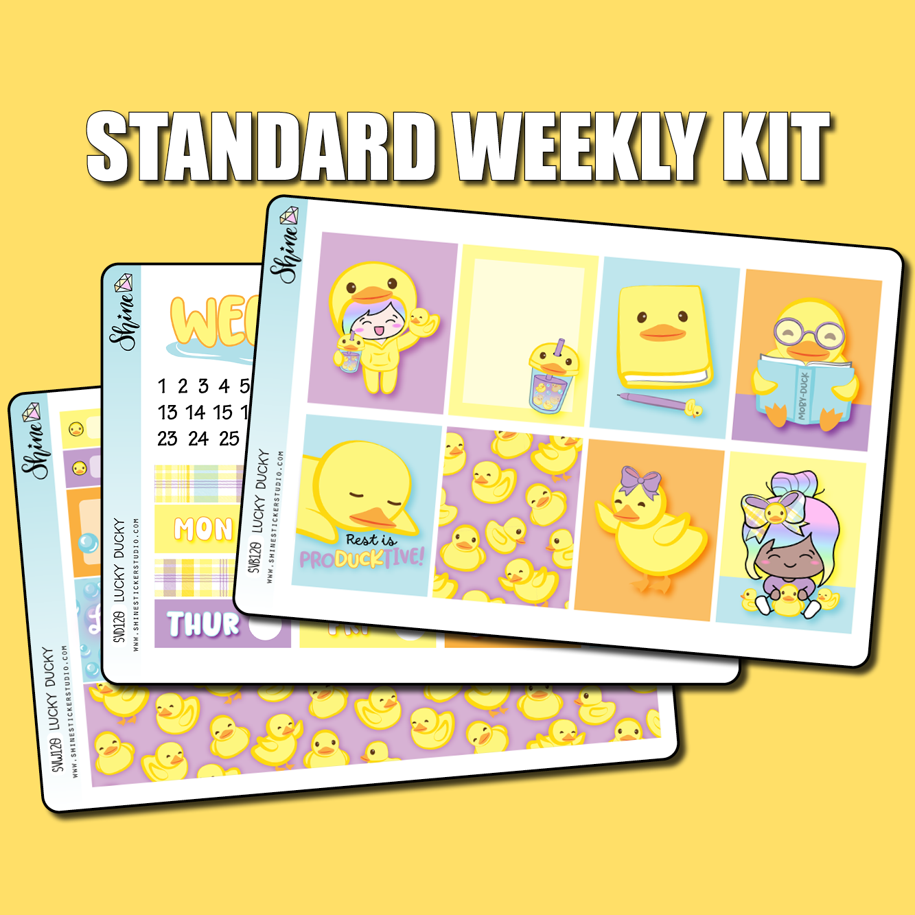 Lucky Ducky Vertical Weekly Planner Sticker Kit – Shine Sticker Studio