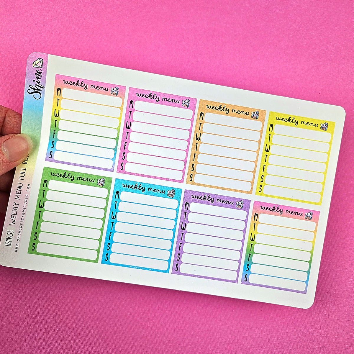 Check Weekly Sticker Weekly Menu Box Stickers – Shine Sticker Studio