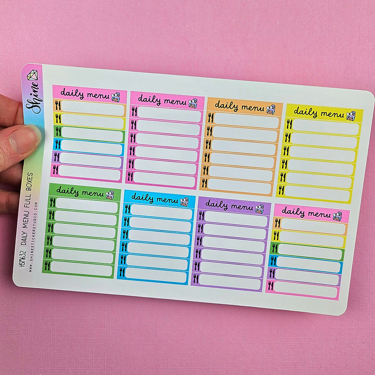 Menu Sticker Note Daily Menu Box Stickers – Shine Sticker Studio