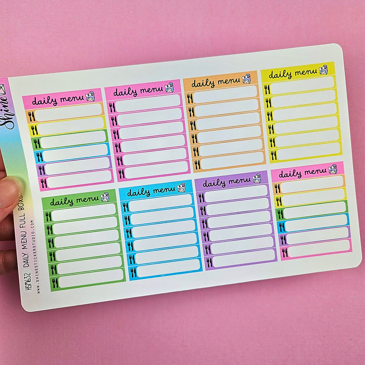 Menu Sticker Note Daily Menu Box Stickers – Shine Sticker Studio
