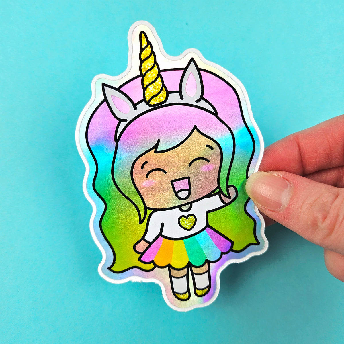 HOLOGRAPHIC Luna Unicorn Die Cut Vinyl Decal – Shine Sticker Studio