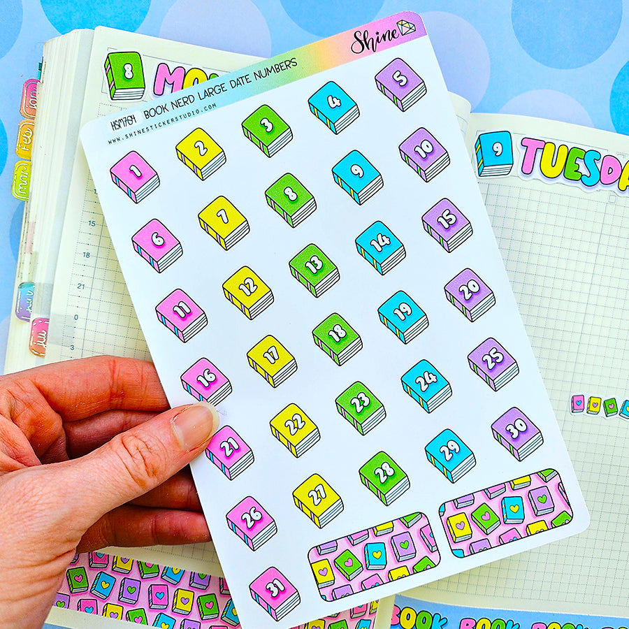 Book Nerd Large Date Number Stickers – Shine Sticker Studio