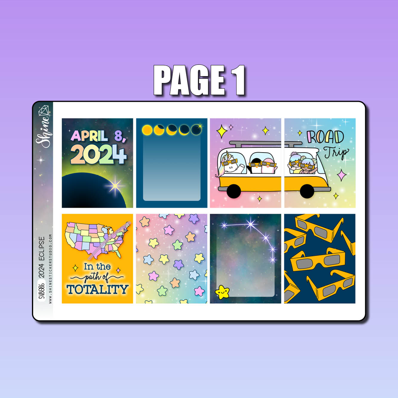 2024 Eclipse Vertical Weekly Sticker Kit Shine Sticker Studio