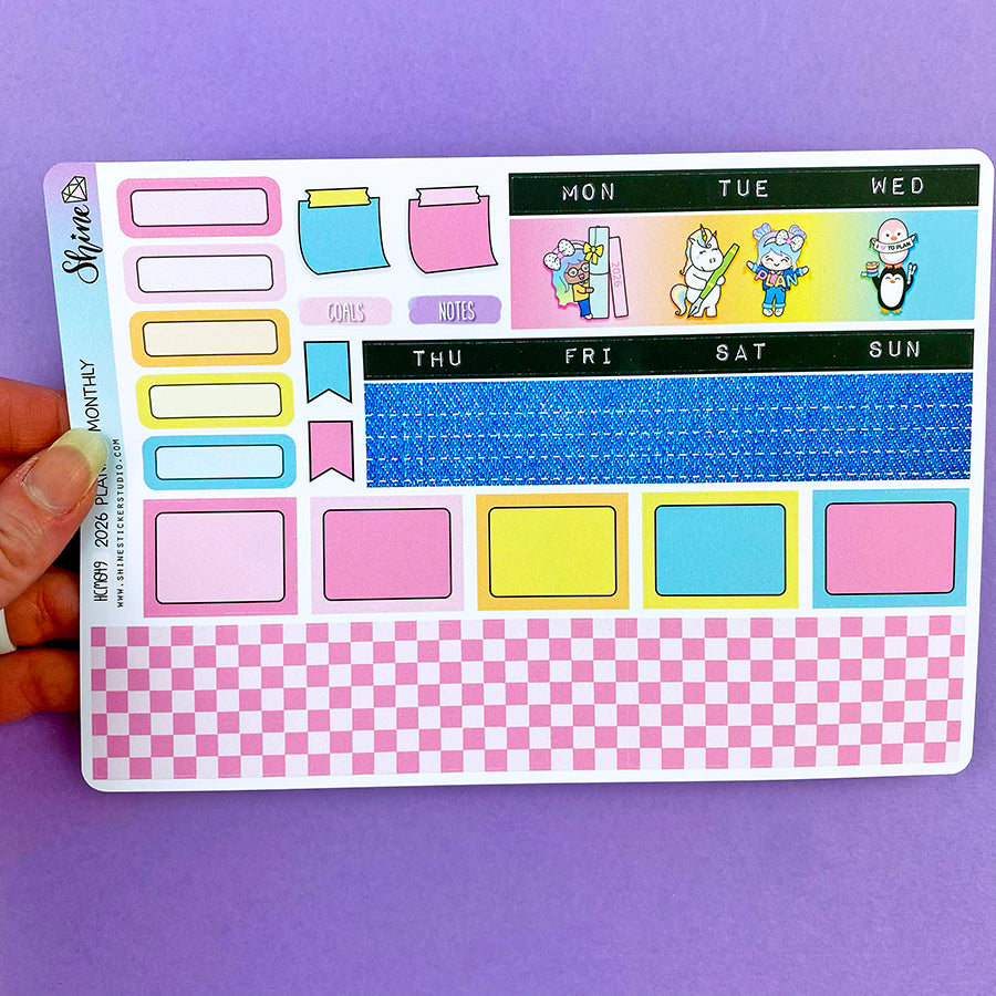 Mointhly Color Code Sticker 2026 Planner Monthly Sticker Kit - Hobonichi Cousin – Shine Sticker Studio