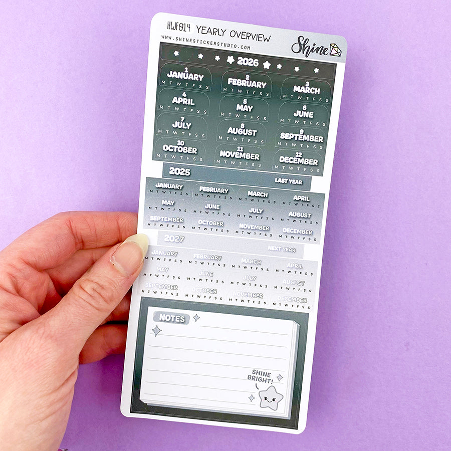 2026 Hobonichi Weeks Yearly Overview Sticker Kit – Shine Sticker Studio