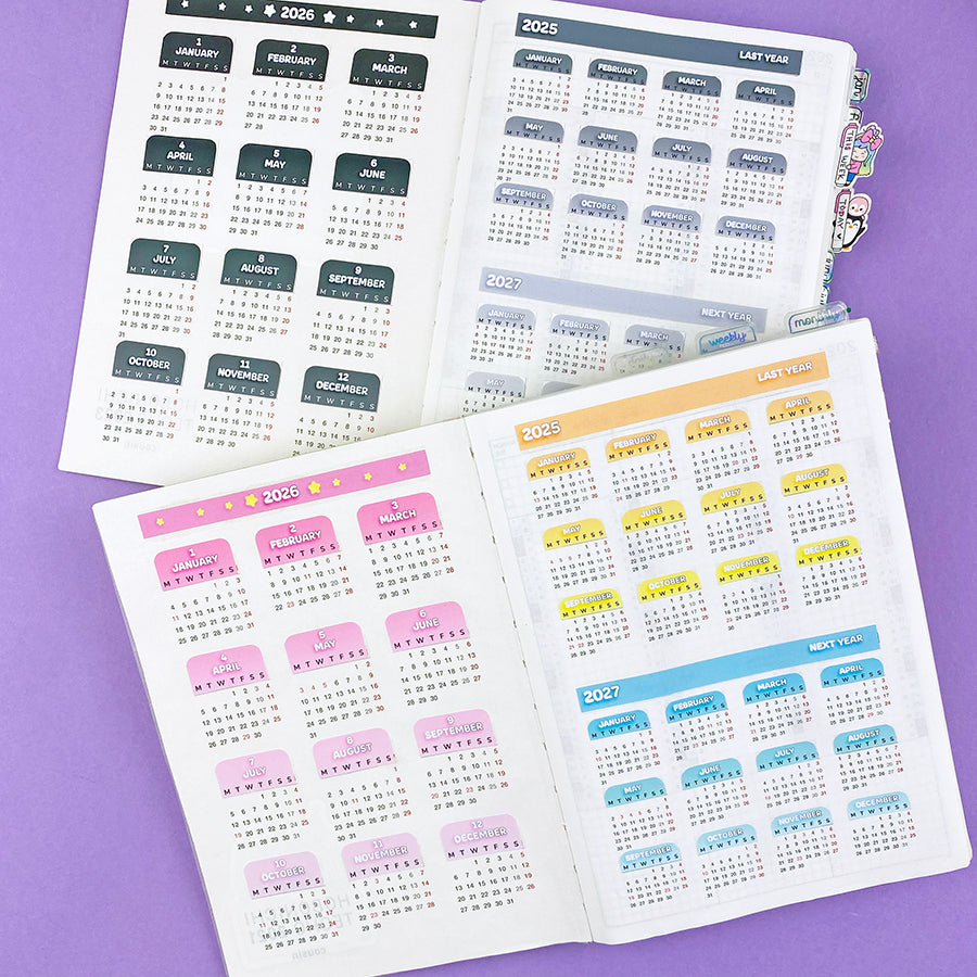 2026 Hobonichi Cousin Yearly Overview Sticker Kit – Shine Sticker Studio