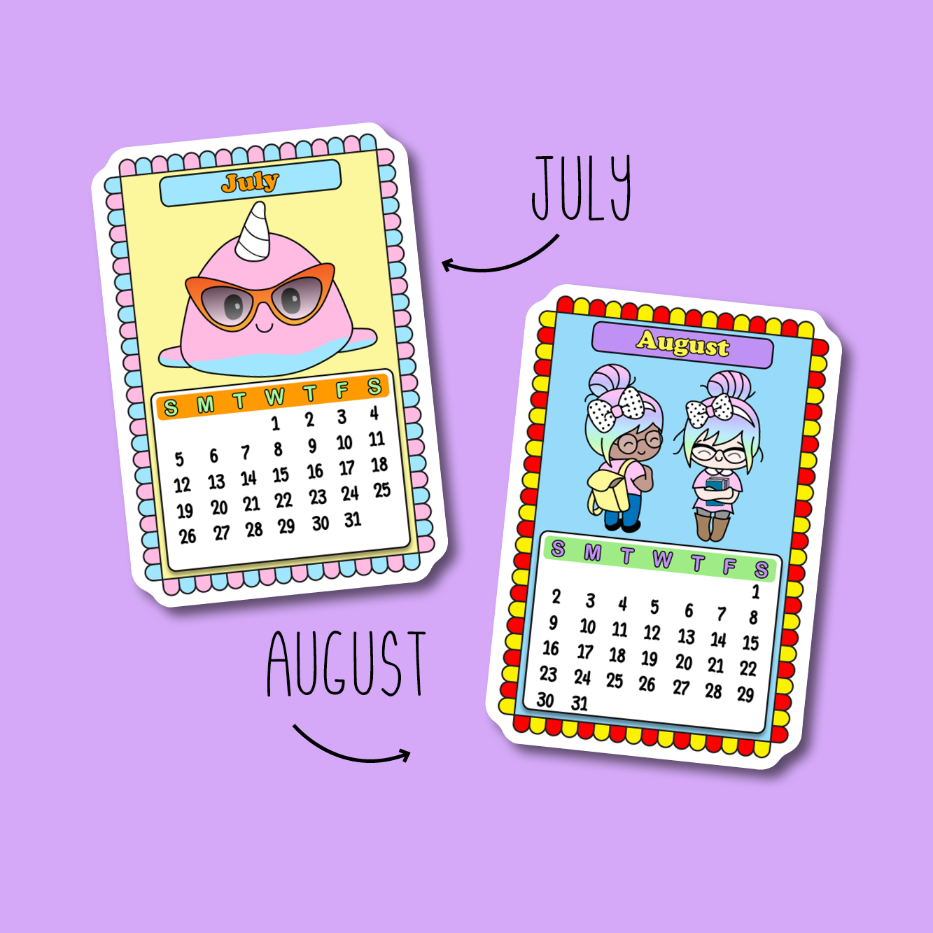 2026 Calendar Planner Sticker Die Cuts Sunday Start Shine Sticker