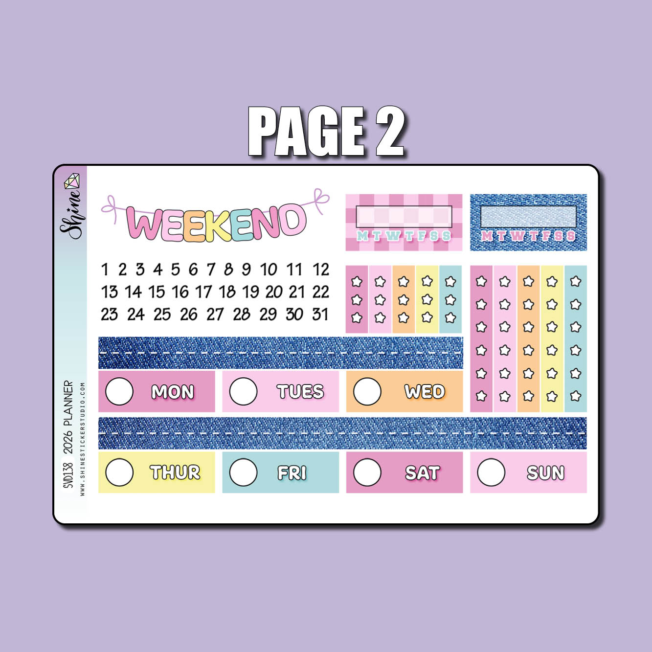 2026 Planner - Standard Weekly Sticker Kit – Shine Sticker Studio