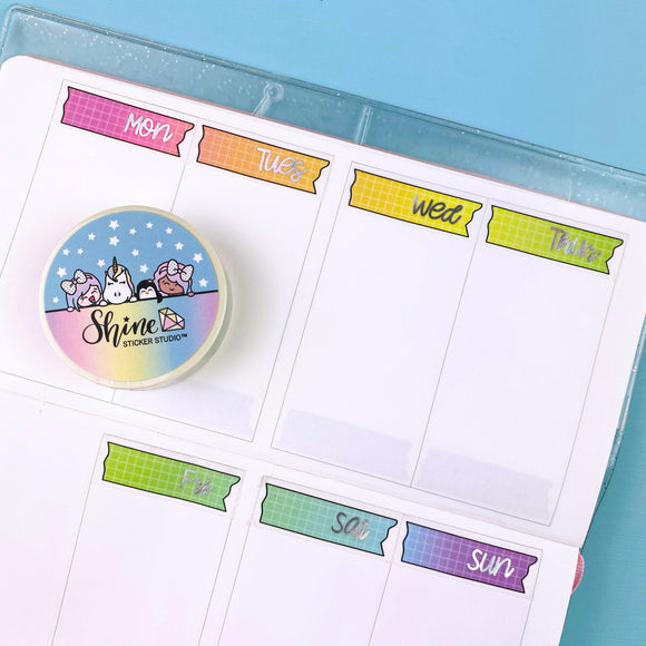 Rainbow Gradient Perforated Date Cover Holo FOILED Washi Tape