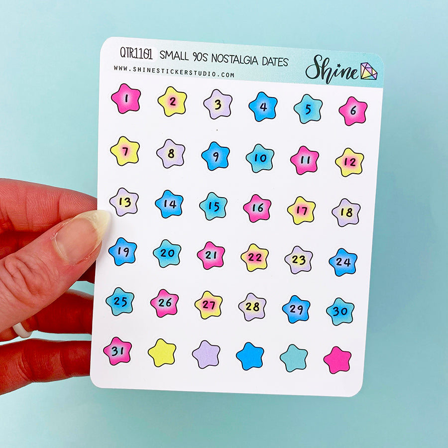 90s Nostalgia Small Date Numbers Planner Stickers – Shine Sticker Studio