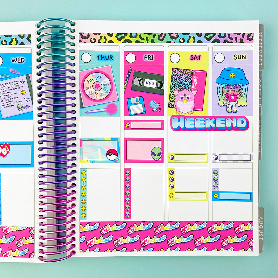 90s Nostalgia Vertical Weekly Planner Sticker Kit – Shine Sticker Studio